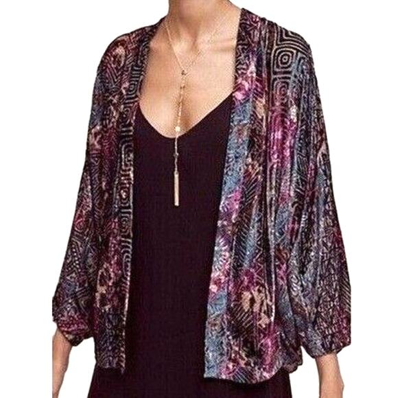 Anthropologie Velvet Burnout Kimono Whimsigoth Fairy Grunge Size XS/S Indie Boho - Picture 1 of 9